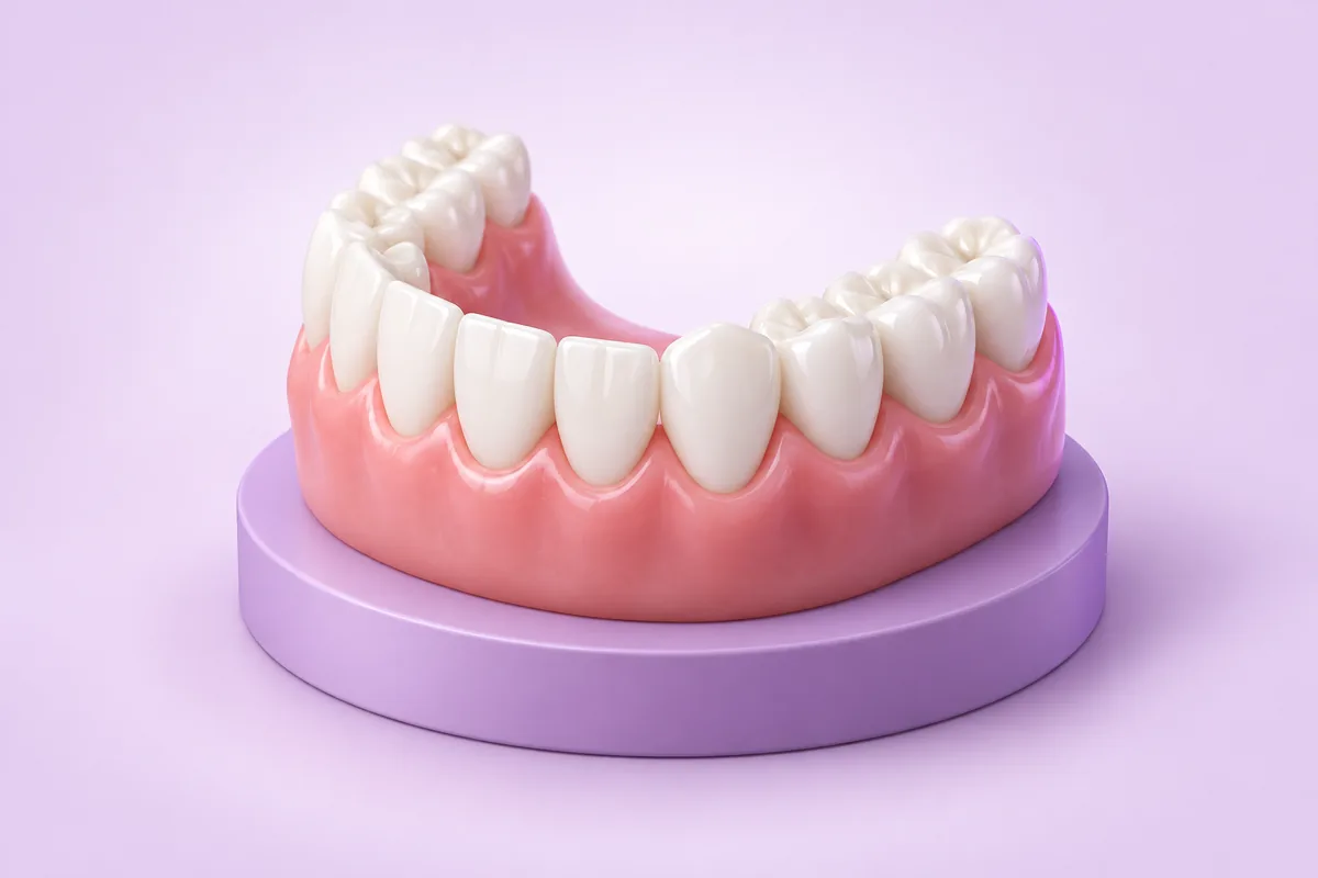 Illustration of white teeth in healthy pink gums