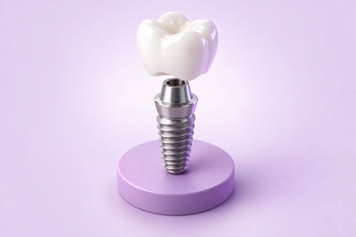 Illustration of a dental implant with crown