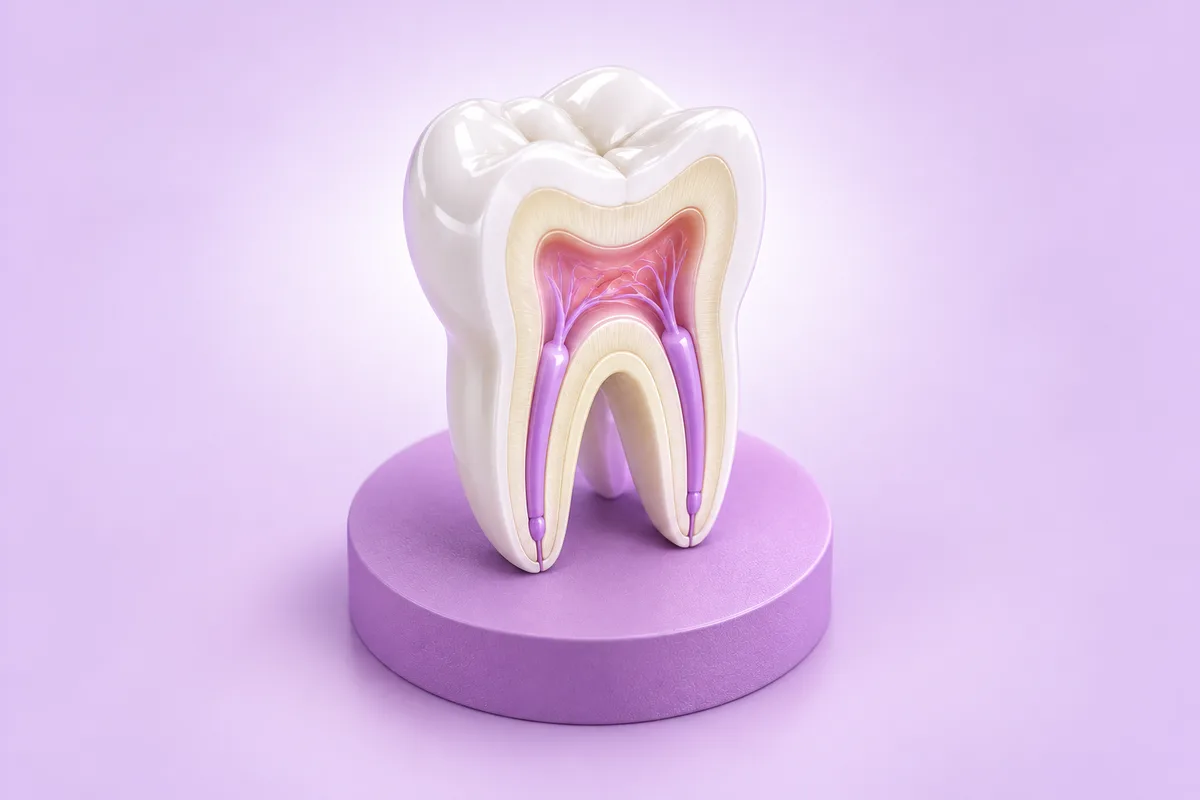 Cross-section illustration of a root canal treatment