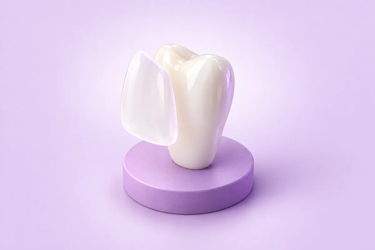 Illustration of a porcelain veneer on a front tooth