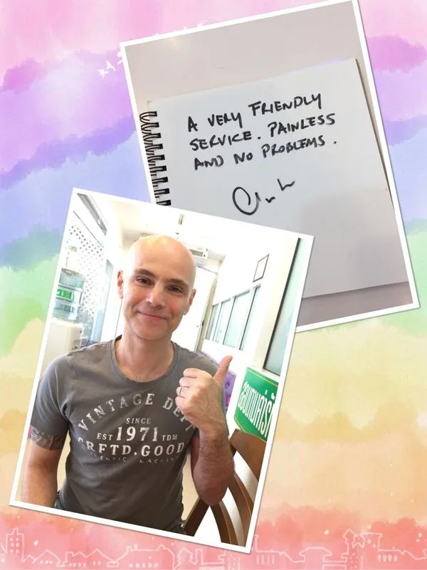 Patient holding a handwritten thank-you note