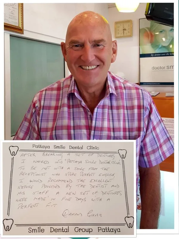 Patient holding a handwritten thank-you note