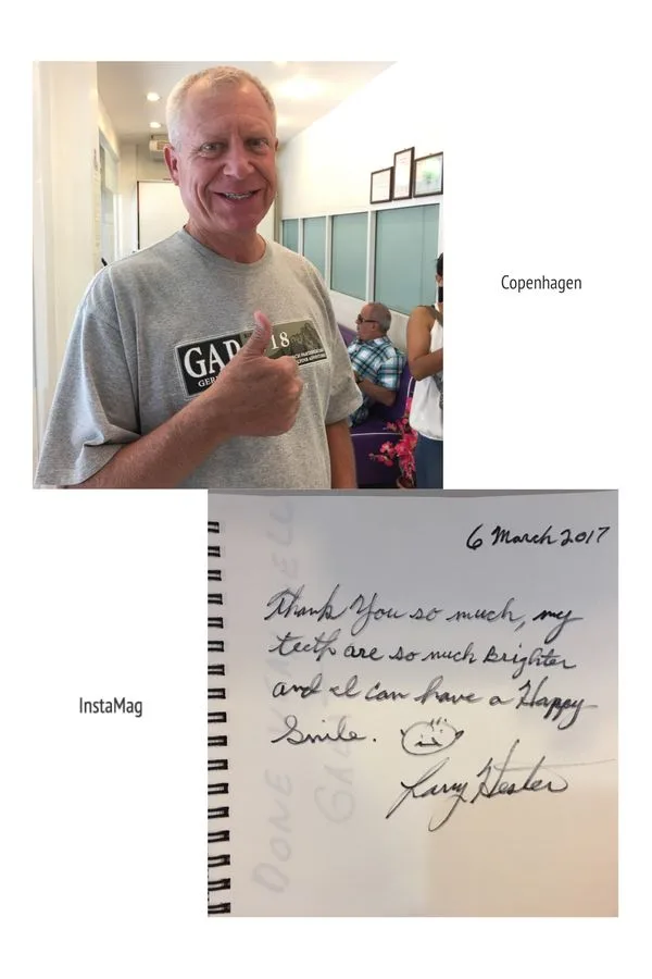Patient holding a handwritten thank-you note